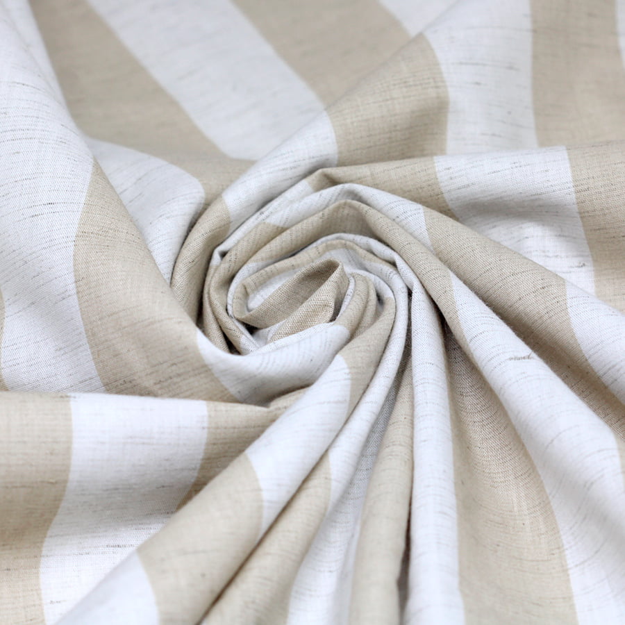 Tecido Percal 180 fios com Linho - Listras - Bege - 84% Algodão 12% Viscose 4% Linho - Largura 2,50m