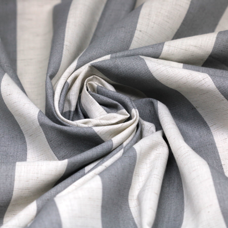 Tecido Percal 180 fios com Linho - Listras - Cinza - 84% Algodão 12% Viscose 4% Linho - Largura 2,50m