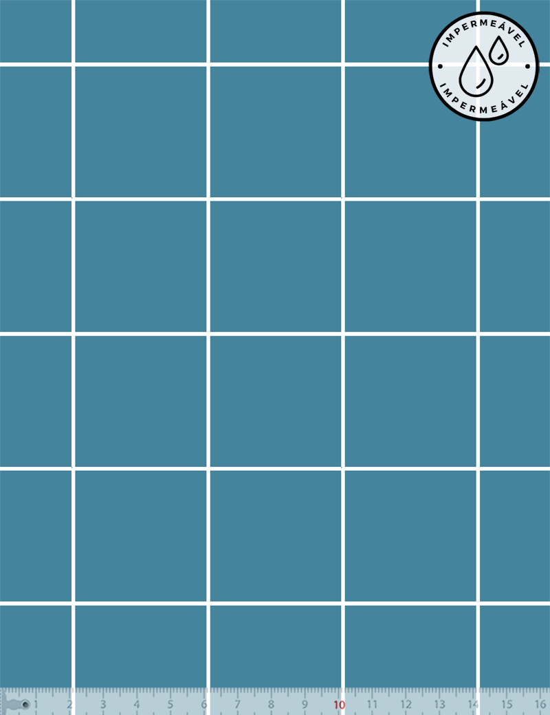 Tecido Sarja Impermeável Especial - Grid Square - Niágara - 100% Algodão - Largura 1,50m