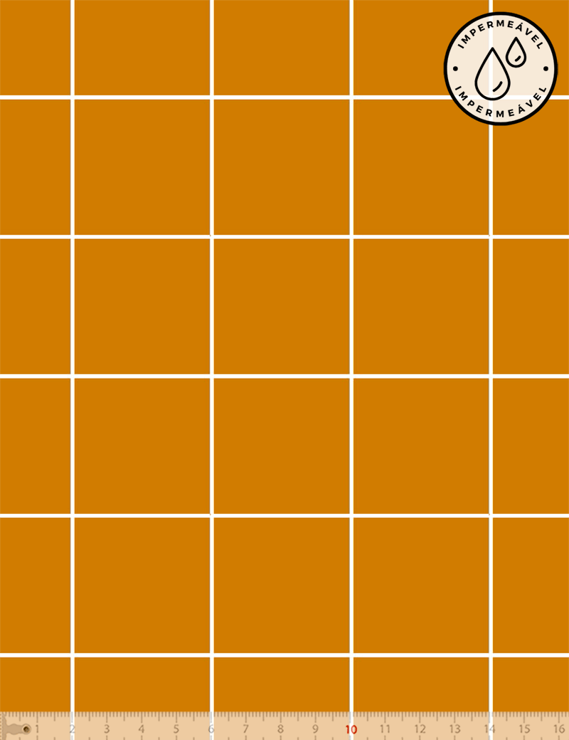 Tecido Sarja Impermeável Especial - Grid Square - Outono - 100% Algodão - Largura 1,50m