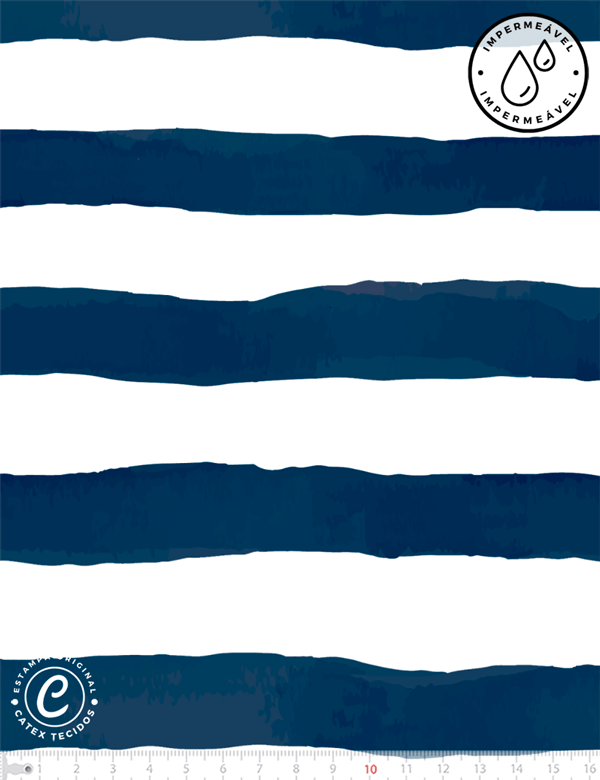 Tecido Sarja Impermeável Especial Marine Stripes - 100% Algodão - Largura 1,50m