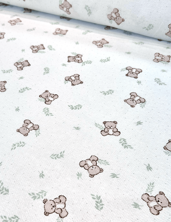 Tecido Flanela Baby - Ursinho Bolinha - 100% Algodão - Largura: 80cm