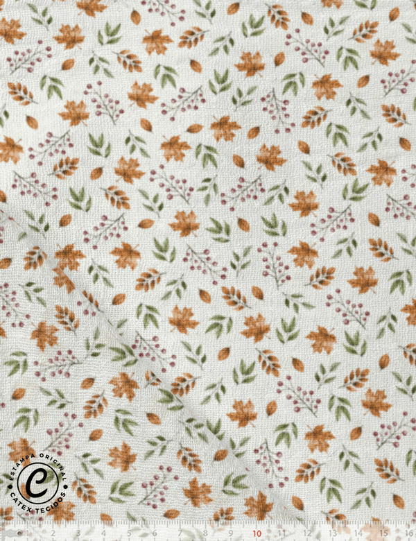 Tecido Fralda Estampada - Coleção Encanto da Floresta - Floral Inverno - 100% Algodão - 70cm x 70cm