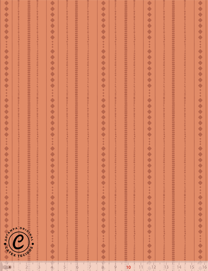 Tecido Tricoline Especial Coleção Dolce Vita por Cintia Costura - Doce Simetria - Terracota - 100% Algodão - Largura 1,50m