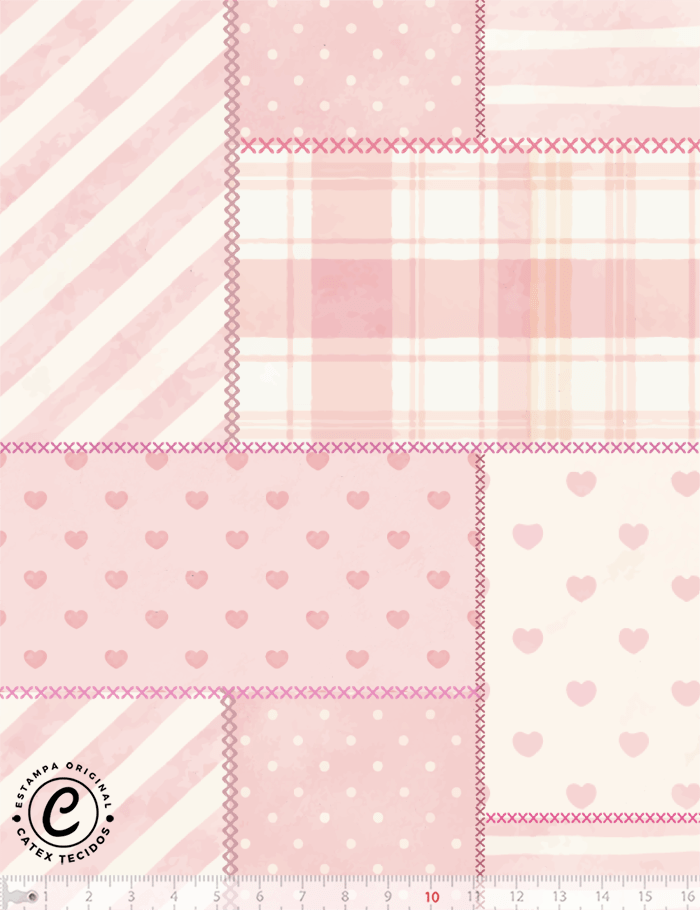 Tecido Tricoline Especial Coleção Débora Radtke - Peti Petá Rosa - Patchwork - 100% Algodão - Largura 1,50m