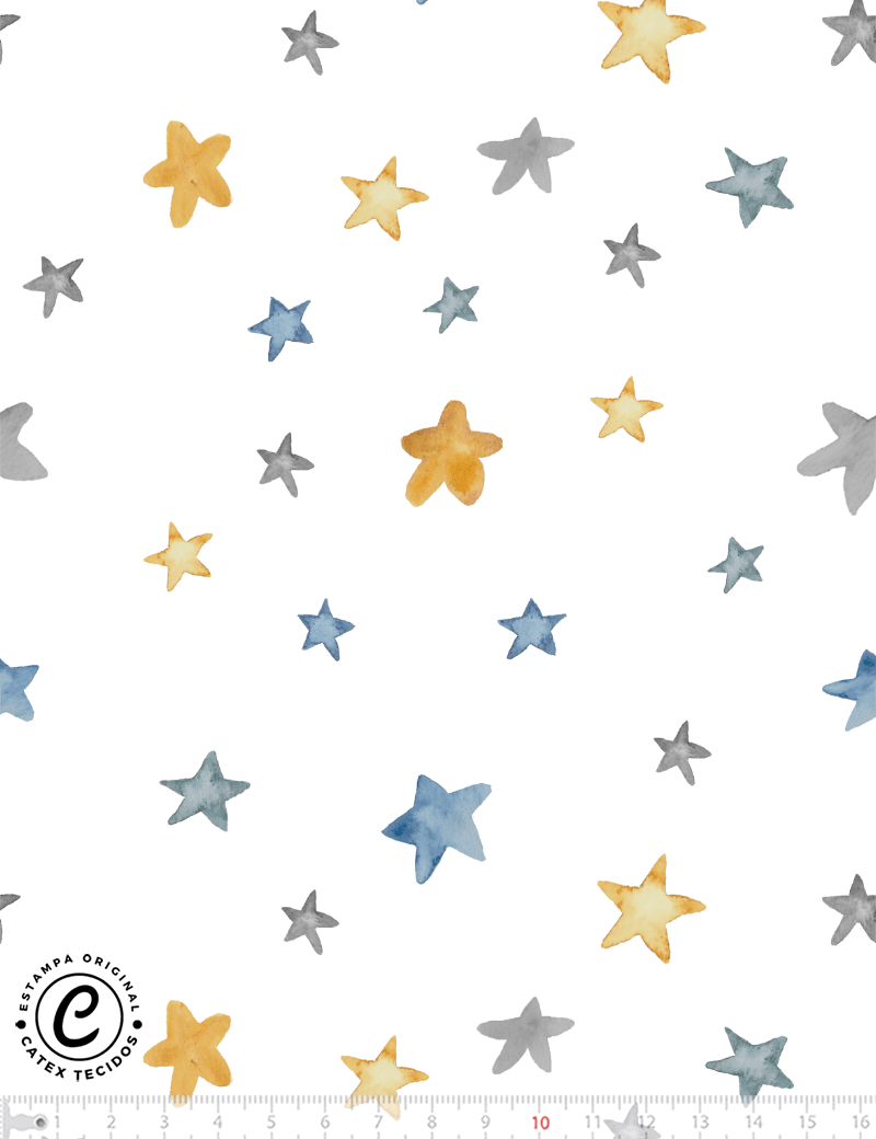 Tecido Tricoline Especial Coleção Aviões Dreams - Estrelas - 100% Algodão - Largura 1,50m