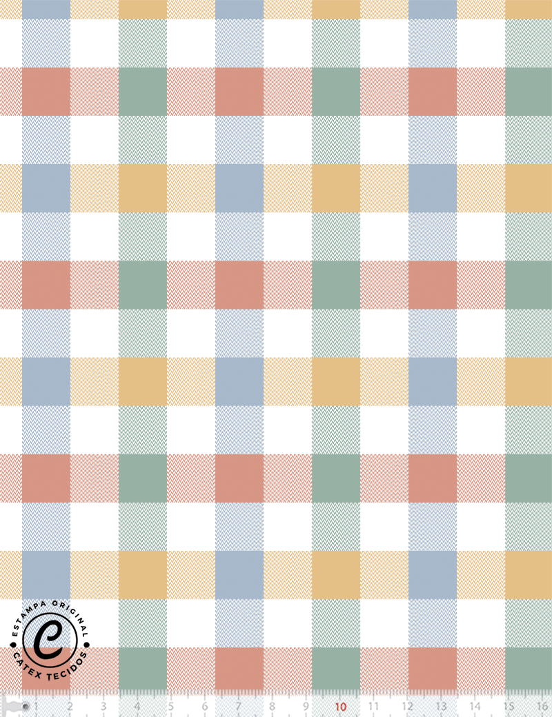 Tecido Tricoline Especial Coleção Boho Baby - Xadrez e Cores - 100% Algodão - Largura 1,50m
