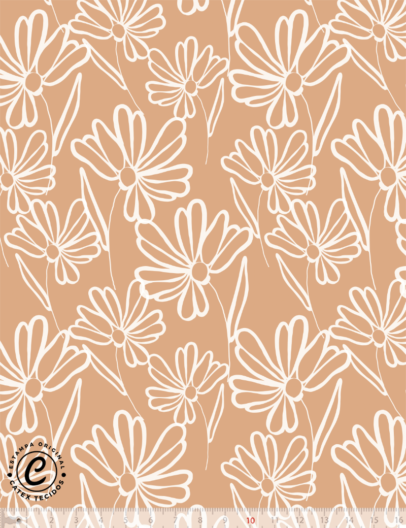 Tecido Tricoline Especial Coleção Bosque Encantado - Flor do Bosque - 100% Algodão - Largura 1,50