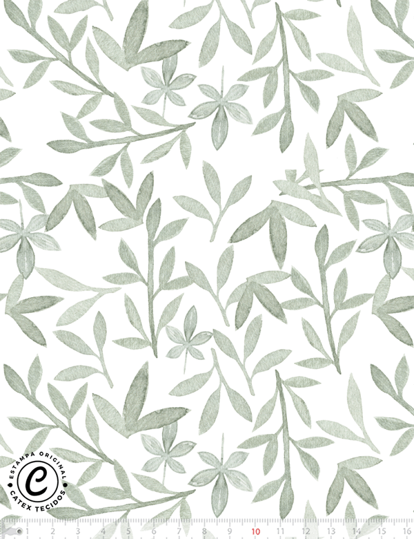 Tecido Tricoline Especial Coleção Caminhos da Floresta - Folhagem - 100% Algodão - Largura 1,50m