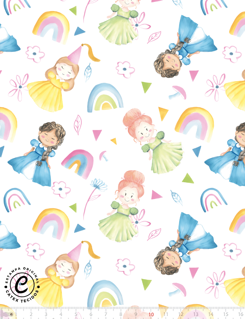 Tecido Tricoline Especial Coleção Conto das Princesas - Encantadas - 100% Algodão - Largura 1,50m