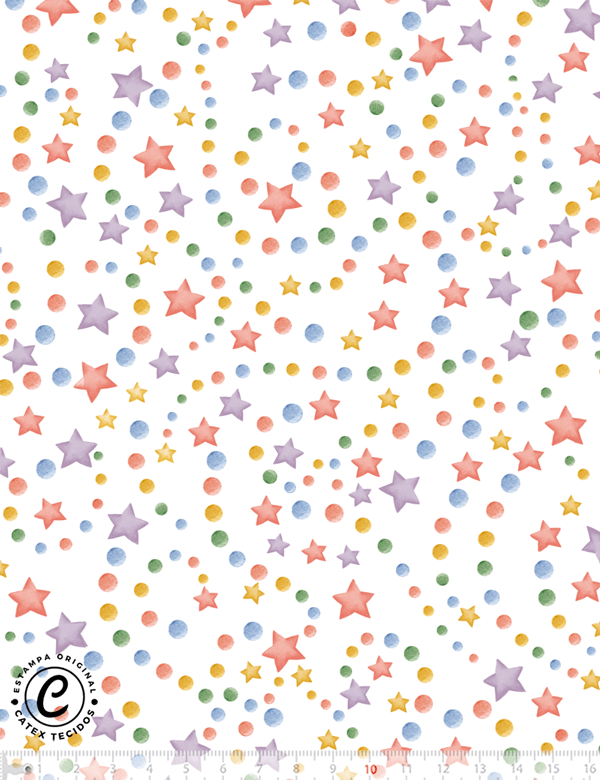 Tecido Tricoline Especial Coleção Diversão - Estrelas - 100% Algodão - Largura 1,50m