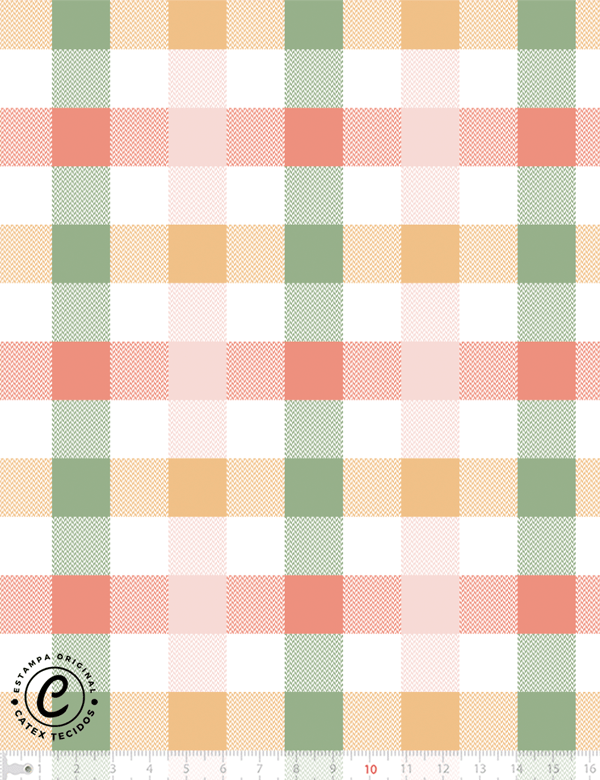 Tecido Tricoline Especial Coleção Flores do Bosque - Xadrez e Cores - 100% Algodão - Largura 1,50m