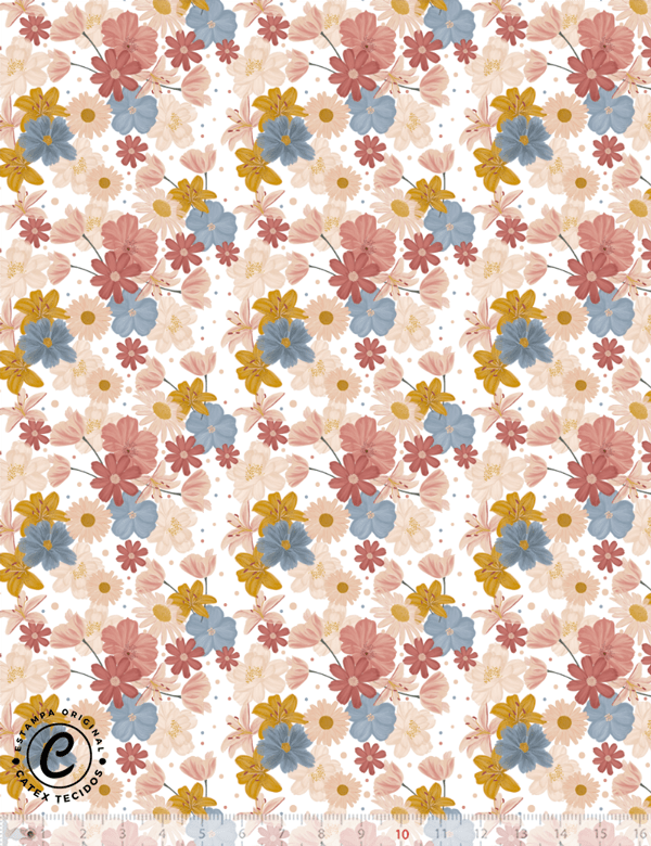 Tecido Tricoline Especial Coleção Liberdade - Floral Liberty - 100% Algodão - Largura 1,50m