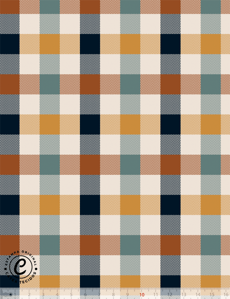 Tecido Tricoline Especial Coleção Ludi Ateliê - Xadrez e Cores - 100% Algodão - Largura 1,50m