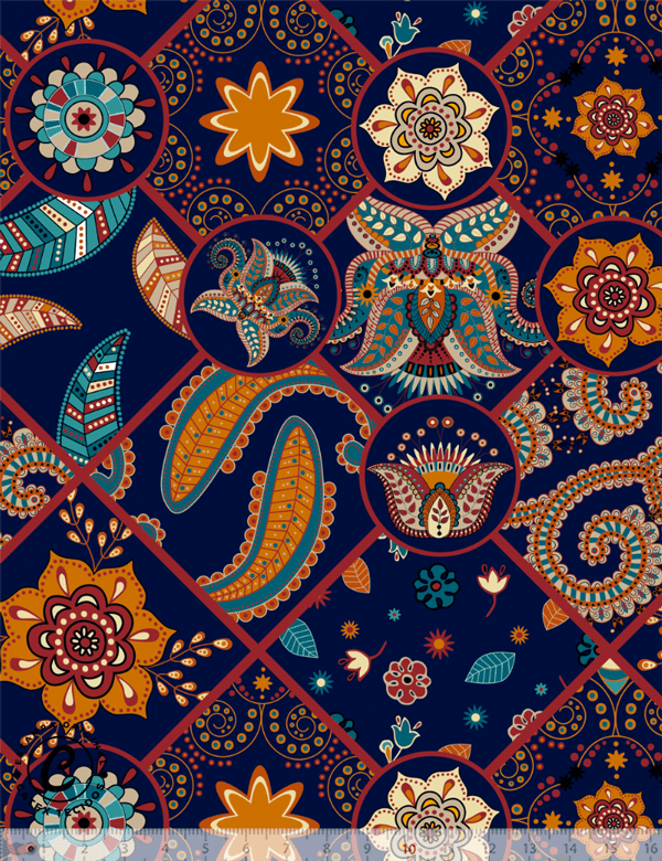 Tecido Tricoline Especial Coleção Mandalas - 05 - 100% Algodão - Largura 1,50m