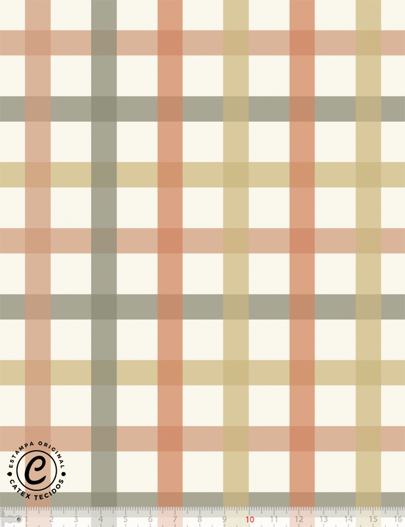 Tecido Tricoline Especial Coleção Outono na Floresta - Xadrez - 100% Algodão - Largura 1,50m