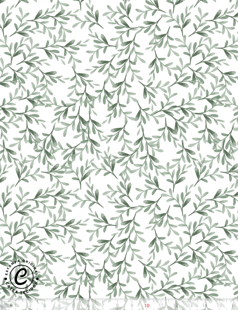 Tecido Tricoline Especial Coleção Páscoa - Folhas Verdes - 100% Algodão - Largura 1,50m