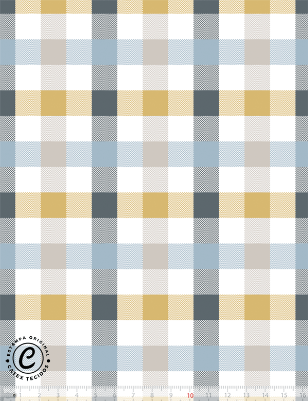 Tecido Tricoline Especial Coleção Pequeno Safári - Xadrez e Cores - 100% Algodão - Largura 1,50m