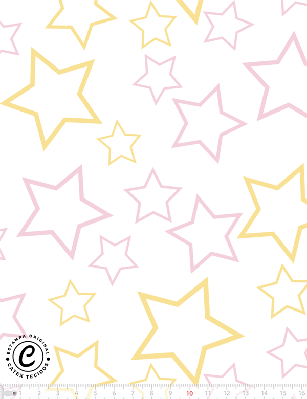 Tecido Tricoline Especial Coleção Pequenos Astronautas - Estrelas Grandes - 100% Algodão - Largura 1,50m