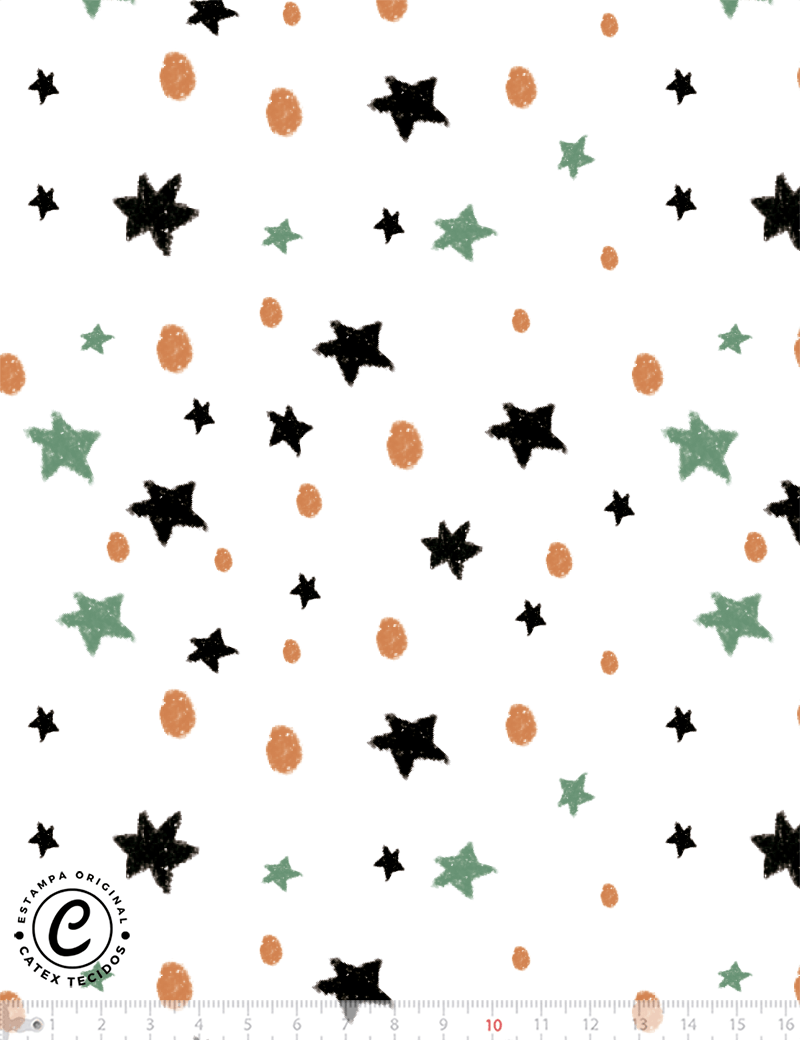 Tecido Tricoline Especial Coleção Tigrinho - Estrelinhas - 100% Algodão - Largura 1,50m
