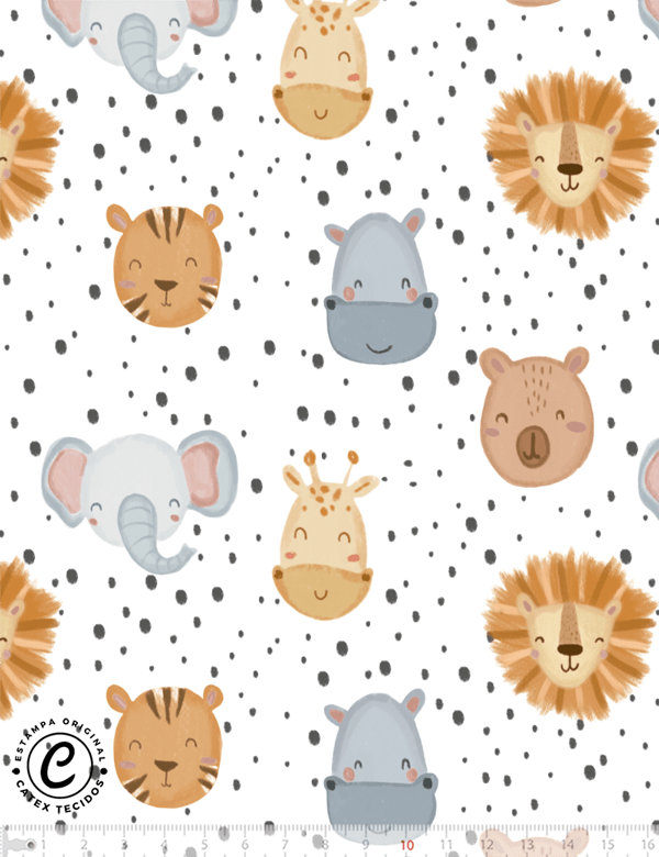 Tecido Tricoline Especial Cute Safári Dots - 100% Algodão - Largura 1,50m