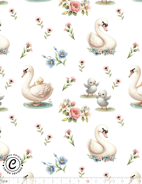 Tecido Tricoline Especial Mãe Cisne - 100% Algodão - Largura 1,50m