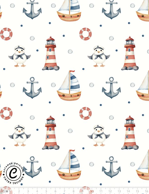 Tecido Tricoline Especial Infantil - Porto Farol - 100% Algodão - Largura 1,50m