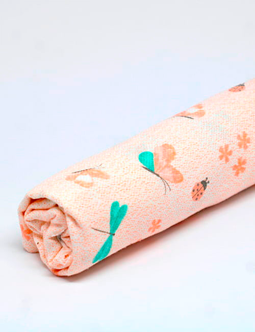 Tecido Flanela Baby - Jardim de Borboletas - Rosa Seco - 100% Algodão - Largura: 80cm