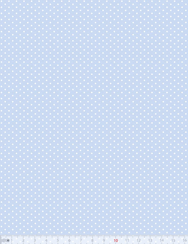 Tecido Tricoline Coleção Composê Ideal Azul Claro - Poazinho P - 100% Algodão - Largura 1,50m