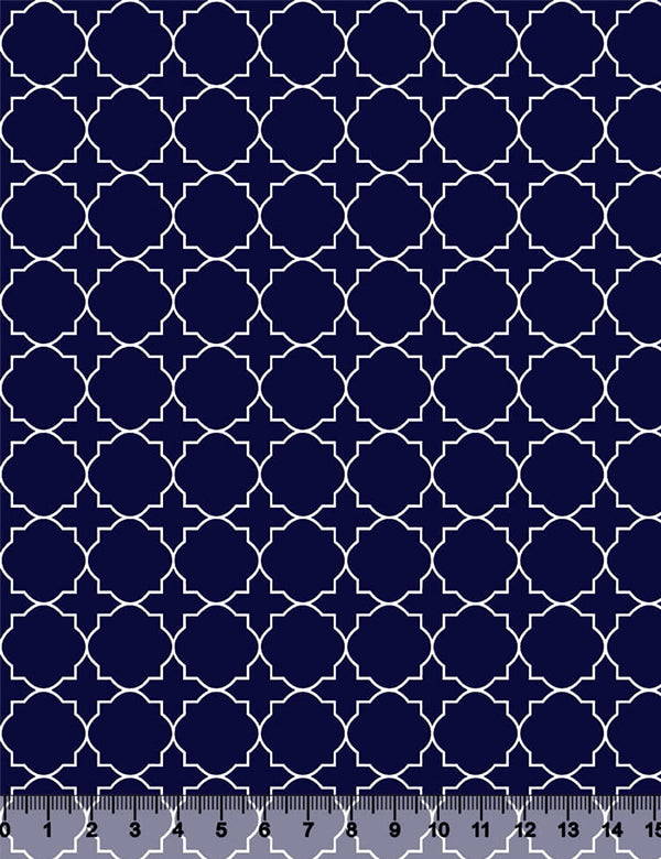 Tecido Tricoline Coleção Composê Ideal Azul Marinho - Mural - 100% Algodão - Largura 1,50m