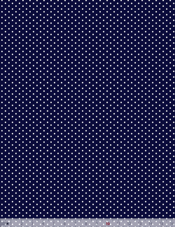 Tecido Tricoline Coleção Composê Ideal Azul Marinho - Poazinho P - 100% Algodão - Largura 1,50m