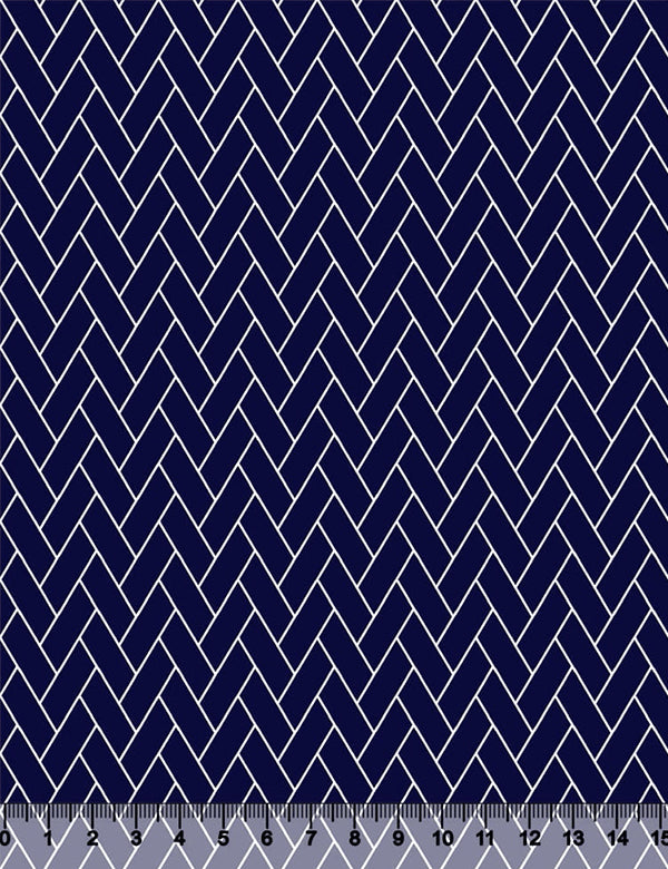 Tecido Tricoline Coleção Composê Ideal Azul Marinho - Tijolinhos - 100% Algodão - Largura 1,50m