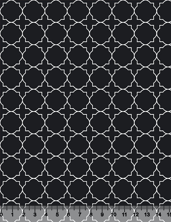 Tecido Tricoline Coleção Composê Ideal Preto - Mural - 100% Algodão - Largura 1,50m
