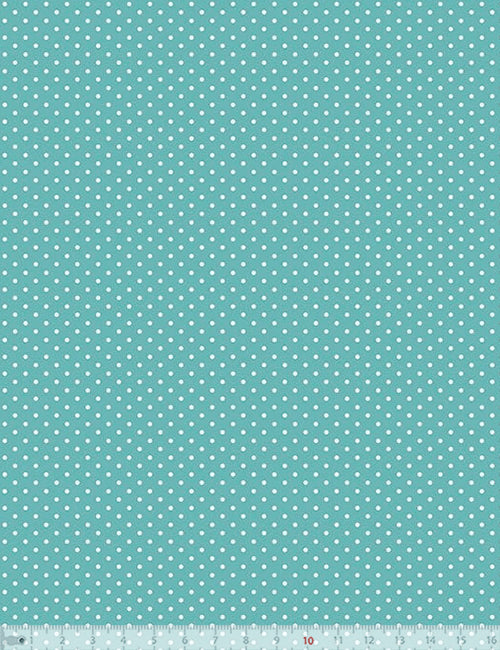 Tecido Tricoline Coleção Composê Ideal Turquesa - Poazinho P - 100% Algodão - Largura 1,50m