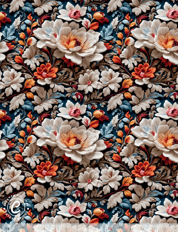 Tecido Tricoline Especial Coleção 3D - Floral 11 - 100% Algodão - Largura 1,50m