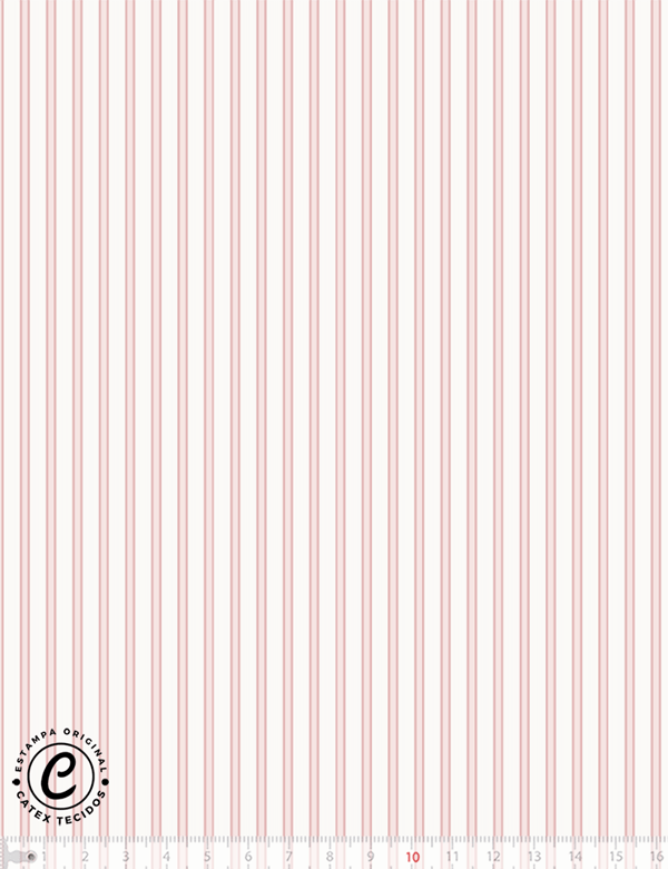 Tecido Tricoline Especial Coleção Mimomelo por Vanessa Guimarães - Listra - Rosa - 100% Algodão - Largura 1,50m