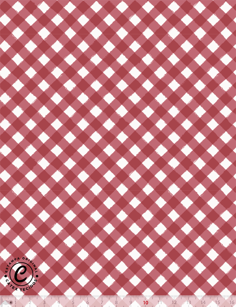 Tecido Tricoline Especial Coleção Mimomelo por Vanessa Guimarães - Xadrez P - Vermelho - 100% Algodão - Largura 1,50m