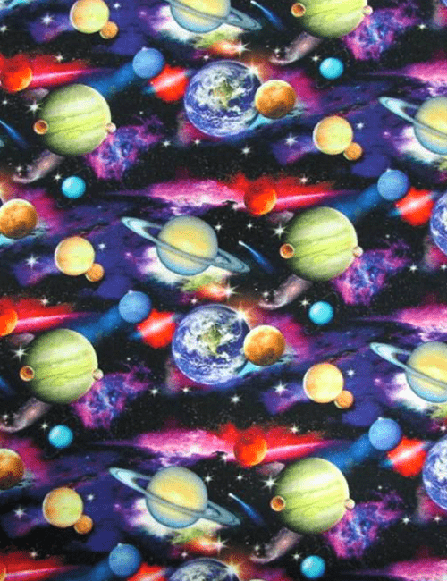 Tecido Tricoline Especial Planetas - 100% Algodão - Largura 1,50m