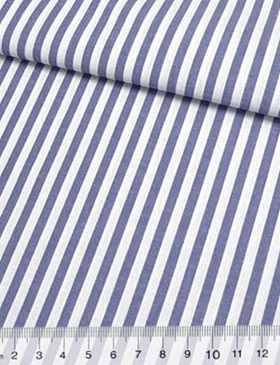 Tecido Tricoline Fio-Tinto Listras G - Azul Marinho - 100% Algodão - Largura 1,50m