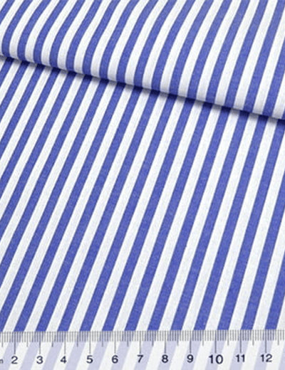 Tecido Tricoline Fio-Tinto Listras G - Azul Royal - 100% Algodão - Largura 1,50m