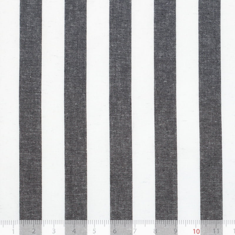 Tecido Tricoline Fio-Tinto Listras GG - Preto - 100% Algodão - Largura 1,50m