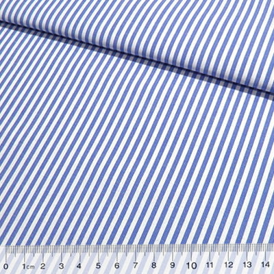 Tecido Tricoline Fio-Tinto Listras M - Azul Royal - 100% Algodão - Largura 1,50m