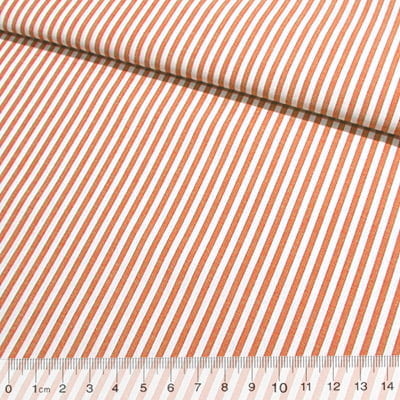 Tecido Tricoline Fio-Tinto Listras M - Laranja - 100% Algodão - Largura 1,50m