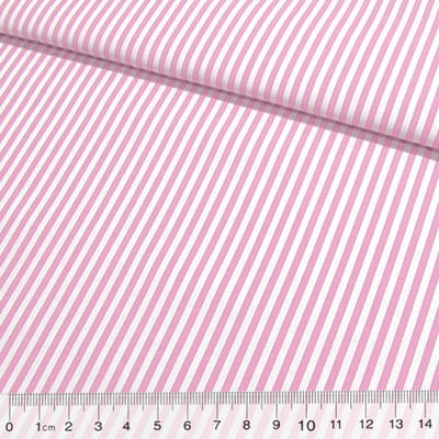 Tecido Tricoline Fio-Tinto Listras M - Rosa Claro - 100% Algodão - Largura 1,50m