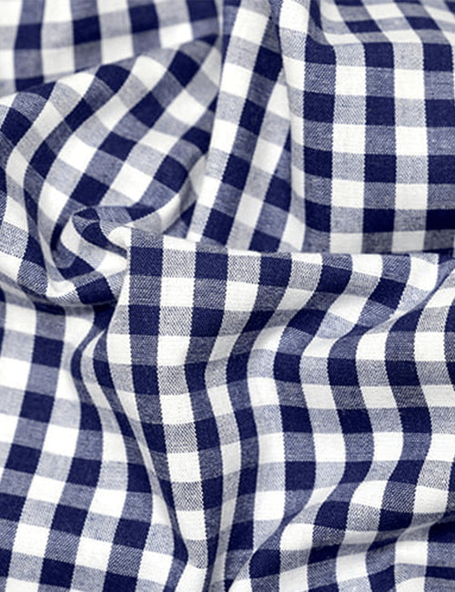 Tecido Tricoline Fio-Tinto Vichy Xadrez G - Azul Marinho - 100% Algodão - Largura 1,50m
