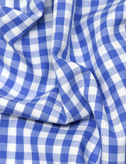 Tecido Tricoline Fio-Tinto Vichy Xadrez G - Azul Royal - 100% Algodão - Largura 1,50m