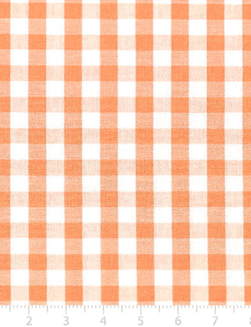 Tecido Tricoline Fio-Tinto Vichy Xadrez G - Laranja - 100% Algodão - Largura 1,50m