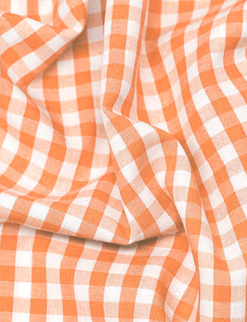 Tecido Tricoline Fio-Tinto Vichy Xadrez G - Laranja - 100% Algodão - Largura 1,50m