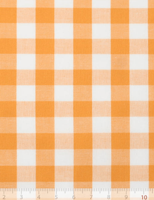 Tecido Tricoline Fio-Tinto Vichy Xadrez GG - Laranja - 100% Algodão - Largura 1,50m