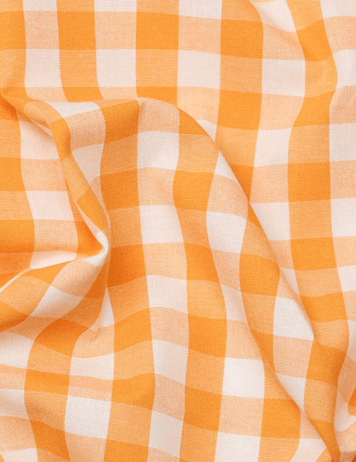 Tecido Tricoline Fio-Tinto Vichy Xadrez GG - Laranja - 100% Algodão - Largura 1,50m